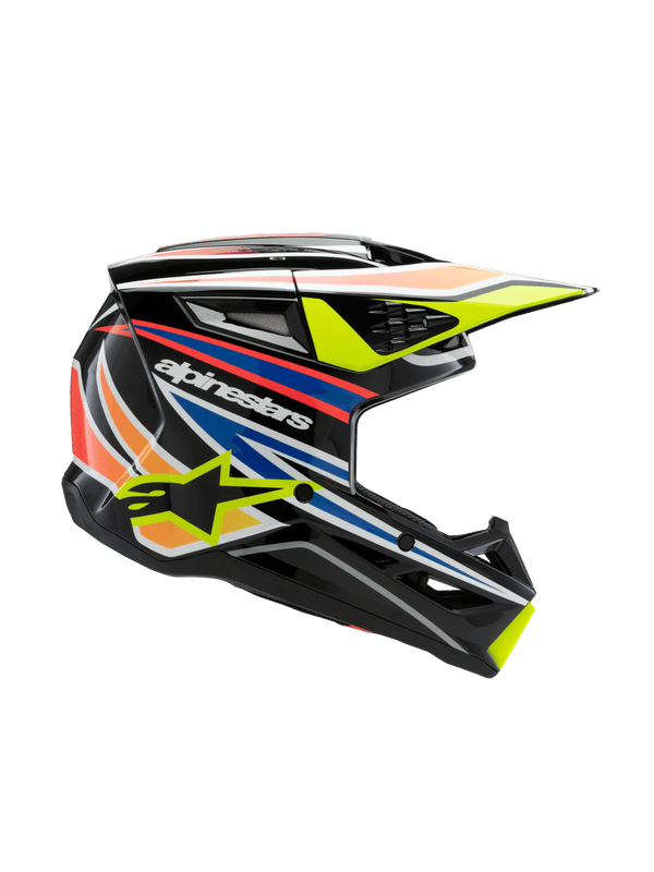 Alpinestars - 2025 SM3 Youth Wurx Black Yellow-Fluro Blue Red Glossy MX Helmet
