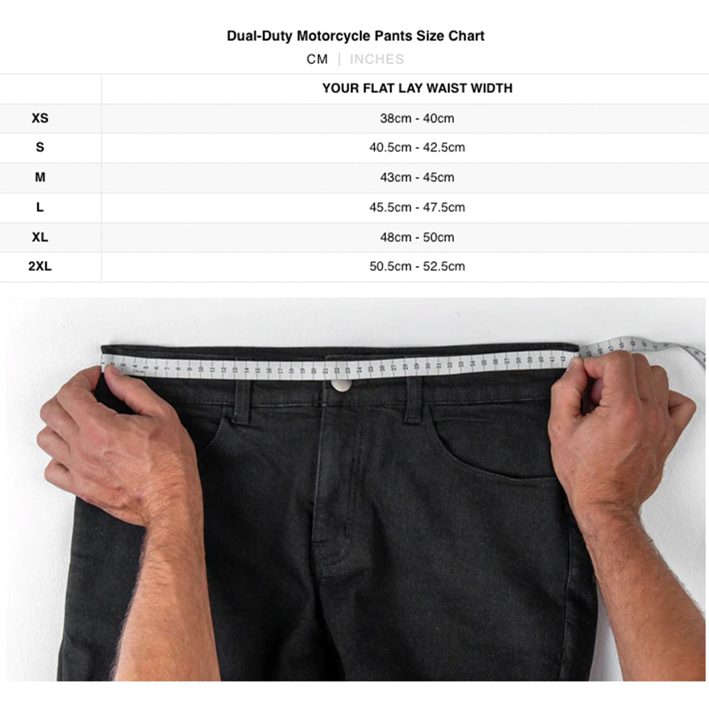 Akin Moto - Dual Duty Khaki Pants Size Guide