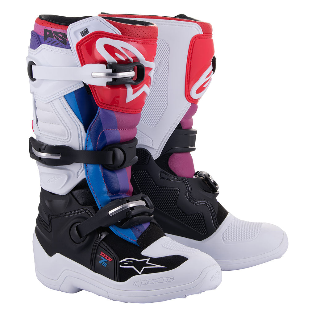 Alpinestars Tech 7s Black/White/Rainbow Youth MX Boots