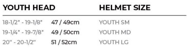 Answer - AR-1 Youth MX Helmet Size Guide