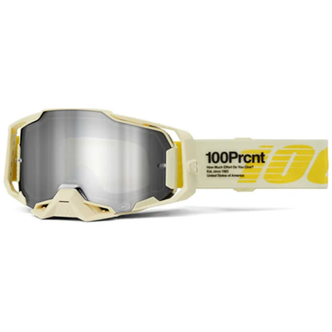 100% - Armega Barely Off White Mirrored Lens Goggle