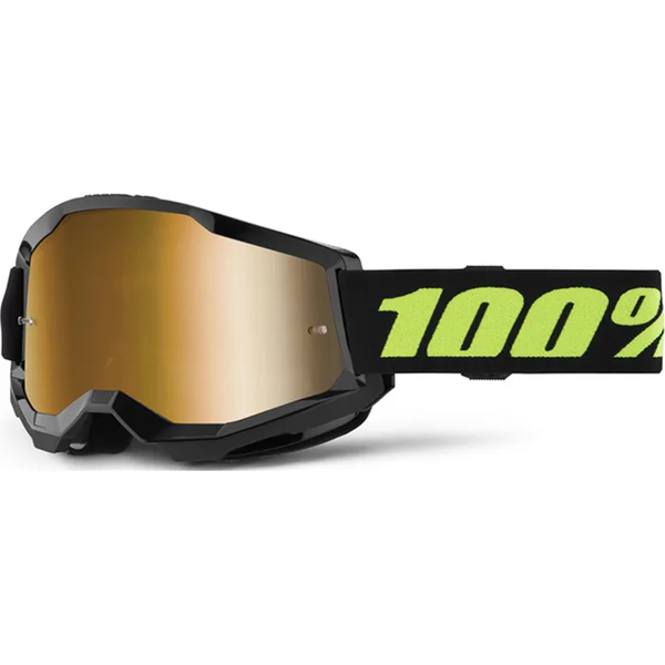 100% - Strata 2 Solar Eclipse Black/Yellow Mirrored Lens Goggle