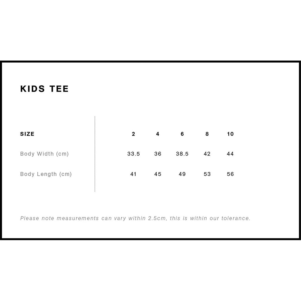 Death Collective - Youth Sammy Tee Size Guide