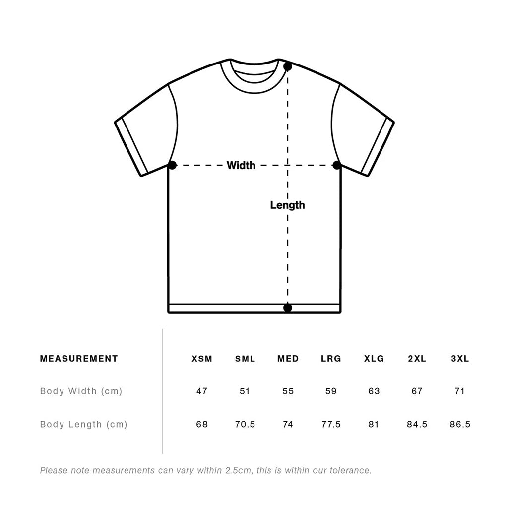 Death Collective - Panhead Tee Size Guide