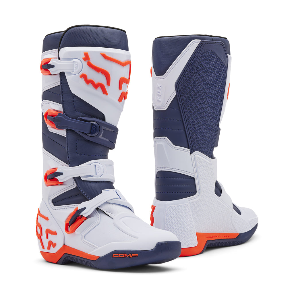 Fox - Comp White Navy MX Boots