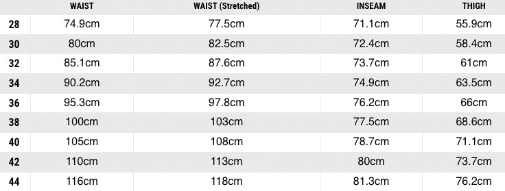 Fasthouse - Helix Circuit Navy/White/Red Pant Size Guide