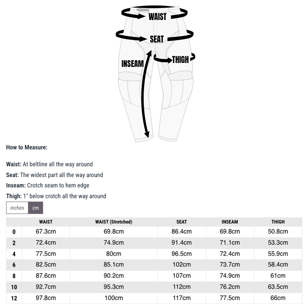 Fasthouse - 2026 Womens Elrod Storm White/Black Pants Size Guide