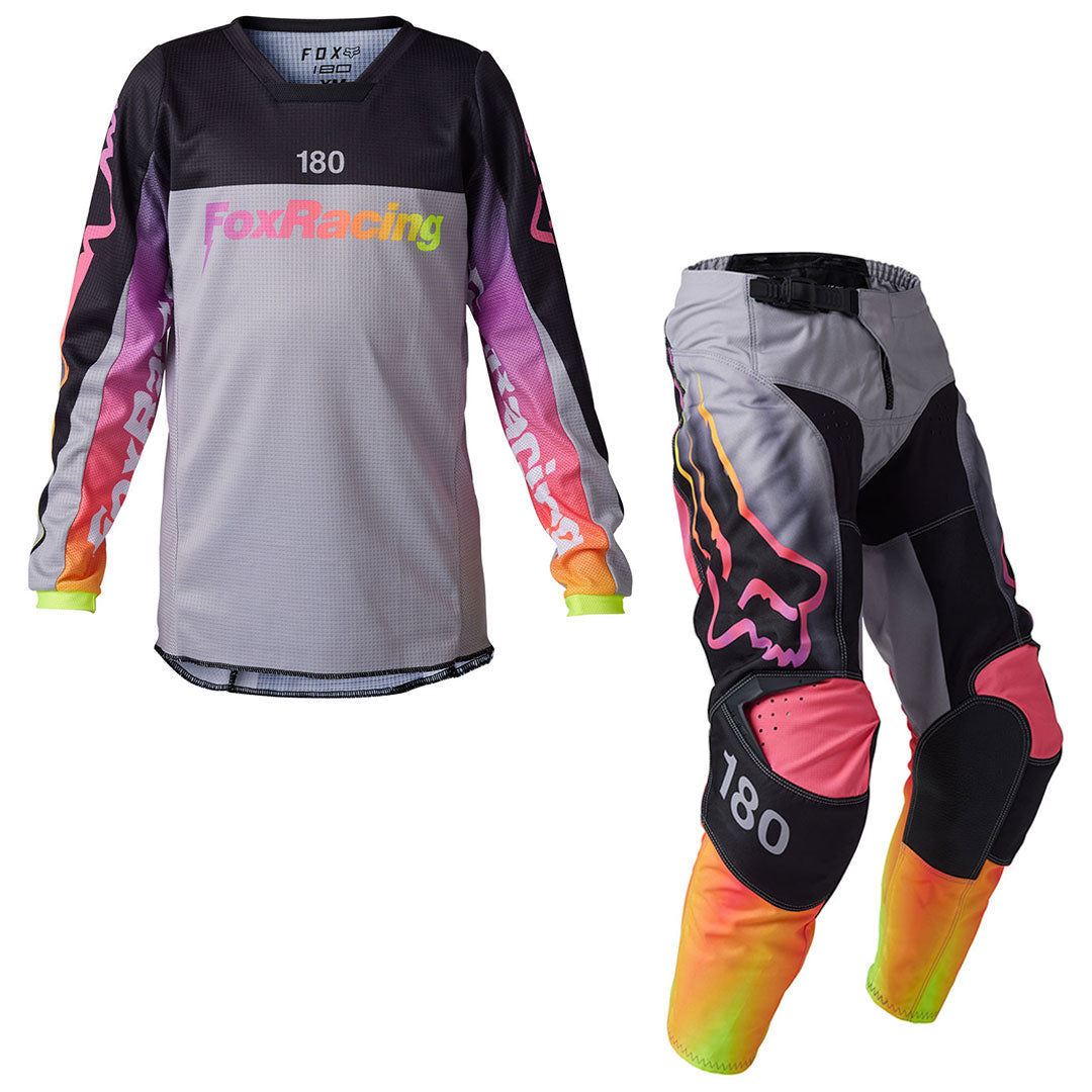 Fox - 2023 180 Youth Statk Black/Grey/Multi MX Combo