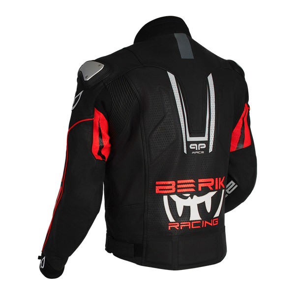 Berik - Apex Black/Fluro Red leather Jacket
