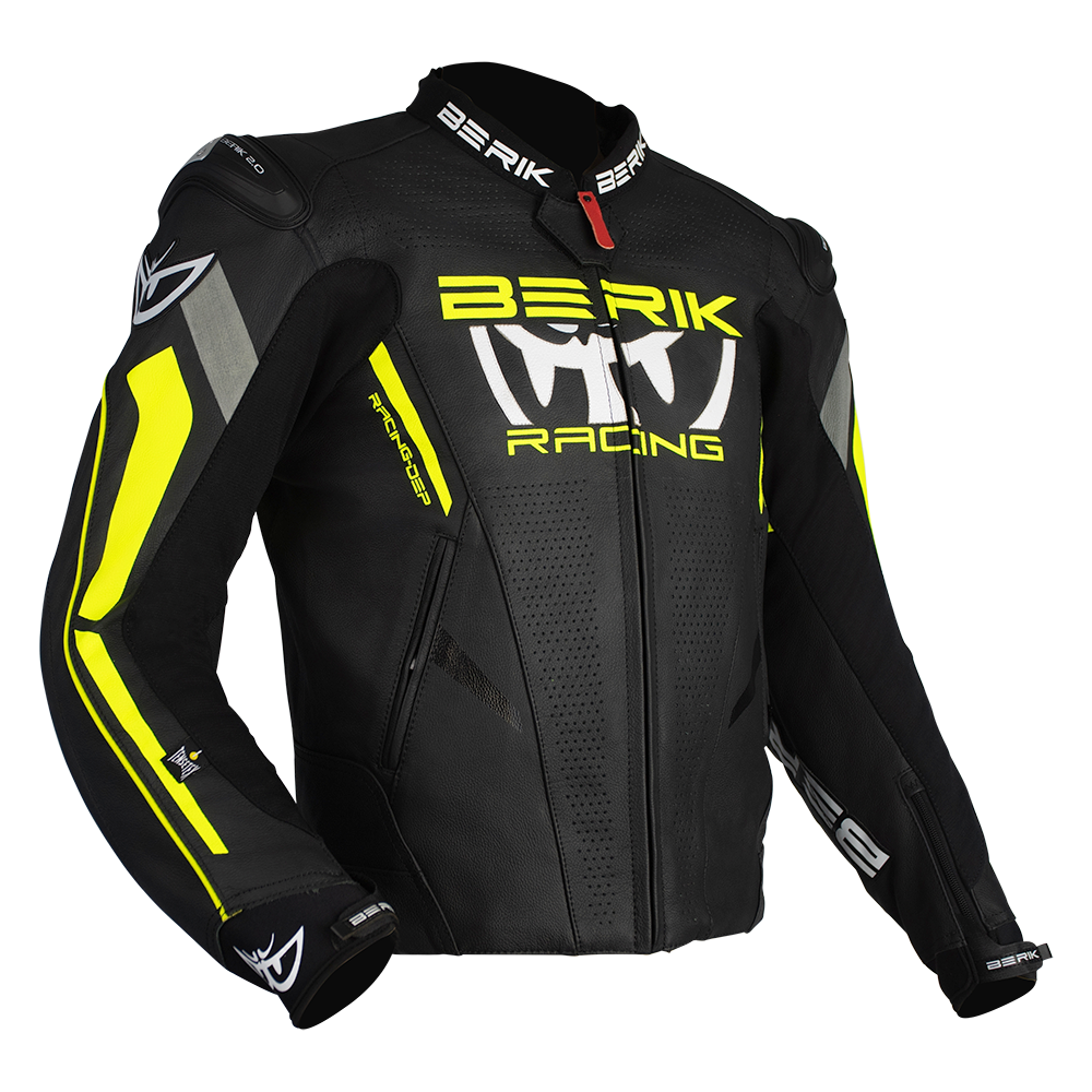 Berik - Apex Black/Flo Yellow leather Jacket