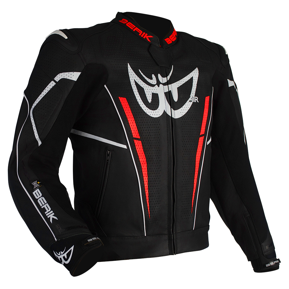 Berik - Monza Black/Flo Red Leather Jacket