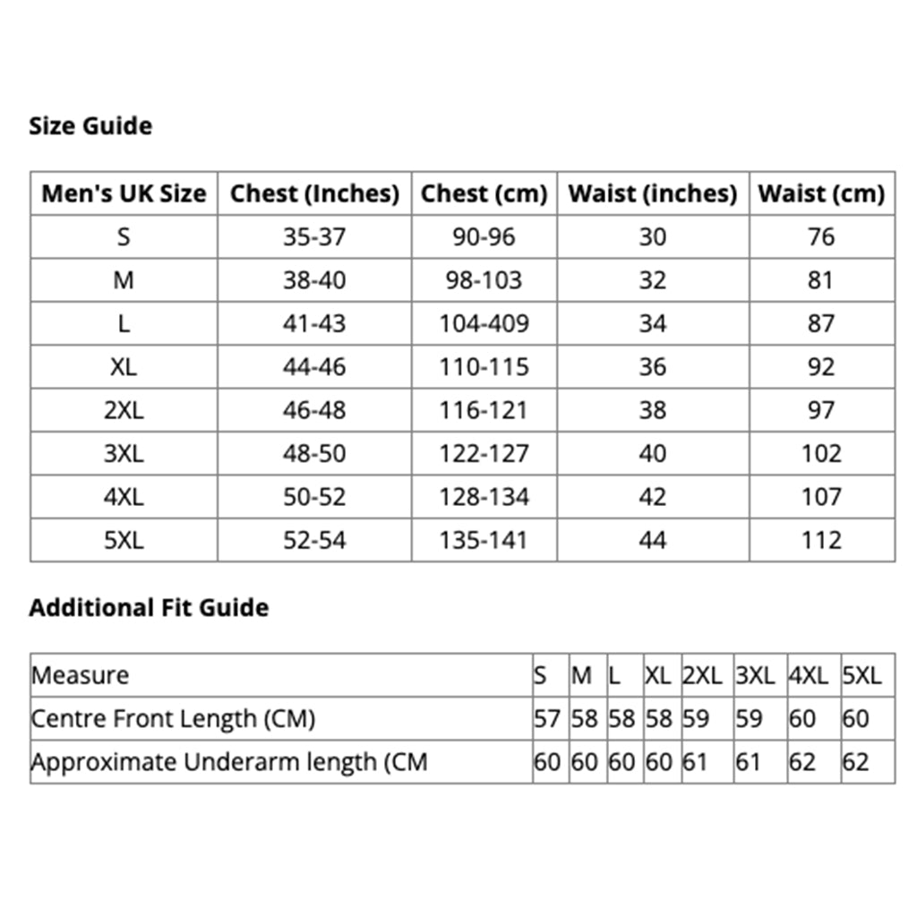 Knox - Mens Action Pro Armoured Shirt MK2 Size Guide