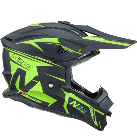 Nitro - MX760 Satin Black/Fluro Green Helmet