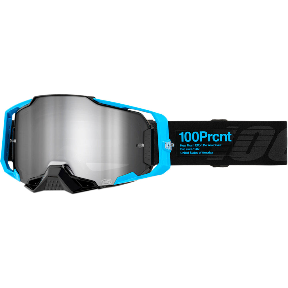 100% - Armega Barely Black/Blue Mirrored Lens Goggle