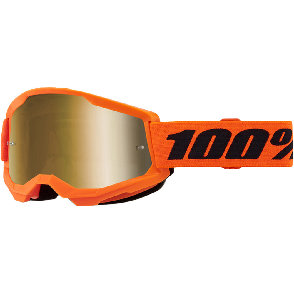 100% - Strata 2 Neon Orange Mirrrored Lens Goggle