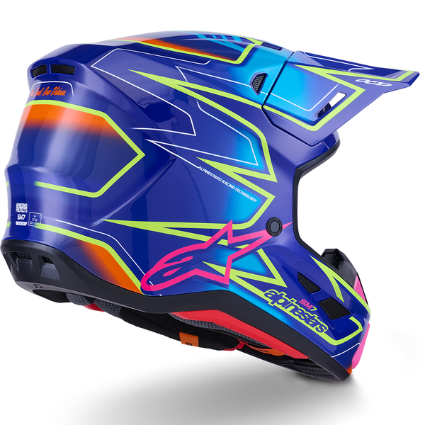 Alpinestars - 2026 SM7 Cast Gloss Blue/Pink/Yellow Helmet