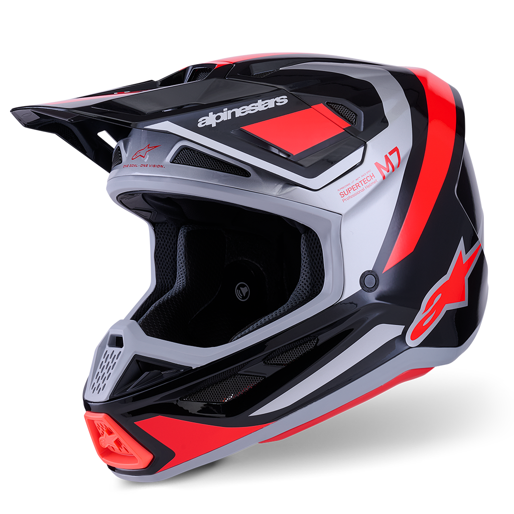 Alpinestars - 2026 SM7 Rise Black/Silver/Red Helmet