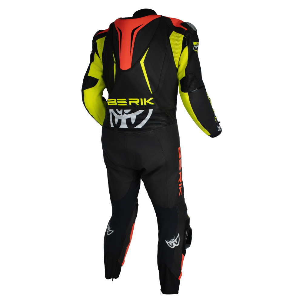 Berik - Mugello Black/Flo Yellow/Red 1 Piece Leather Suit