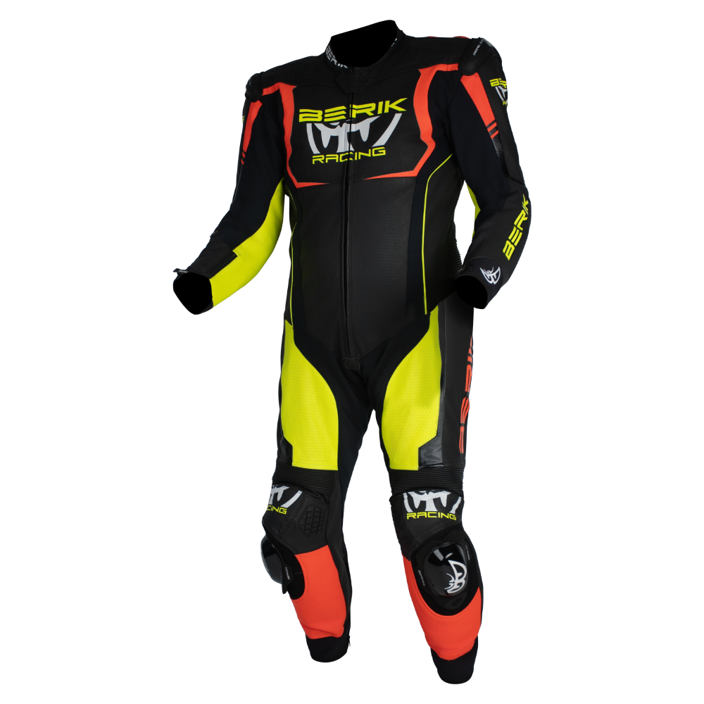 Berik - Mugello Black/Flo Yellow/Red 1 Piece Leather Suit