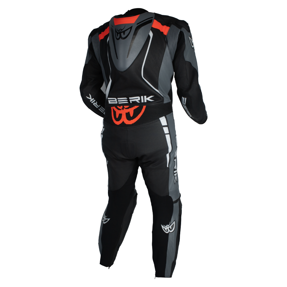 Berik - Sicily Black/Grey/Red 1 Piece Leather Suit