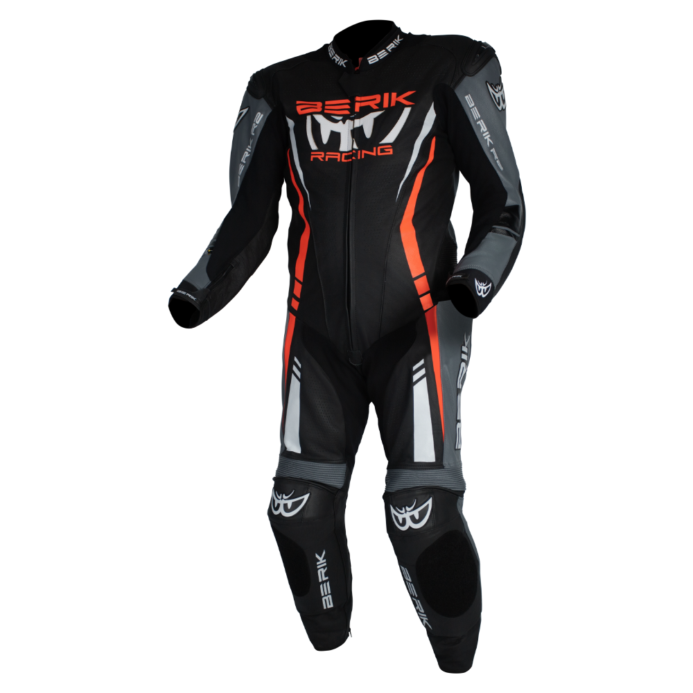 Berik - Sicily Black/Grey/Red 1 Piece Leather Suit