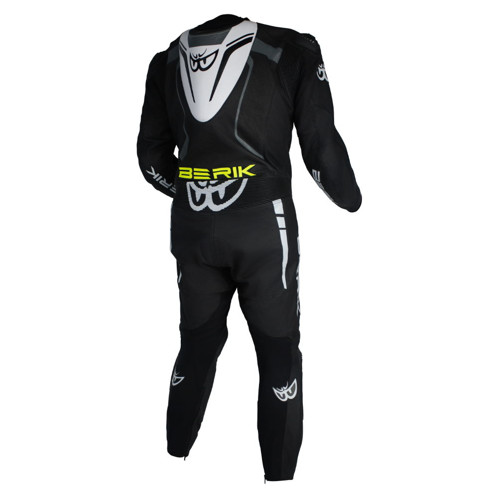 Berik - Sicily Black/Flo Yellow 1 Piece Leather Suit