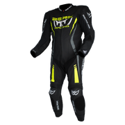 Berik - Sicily Black/Flo Yellow 1 Piece Leather Suit