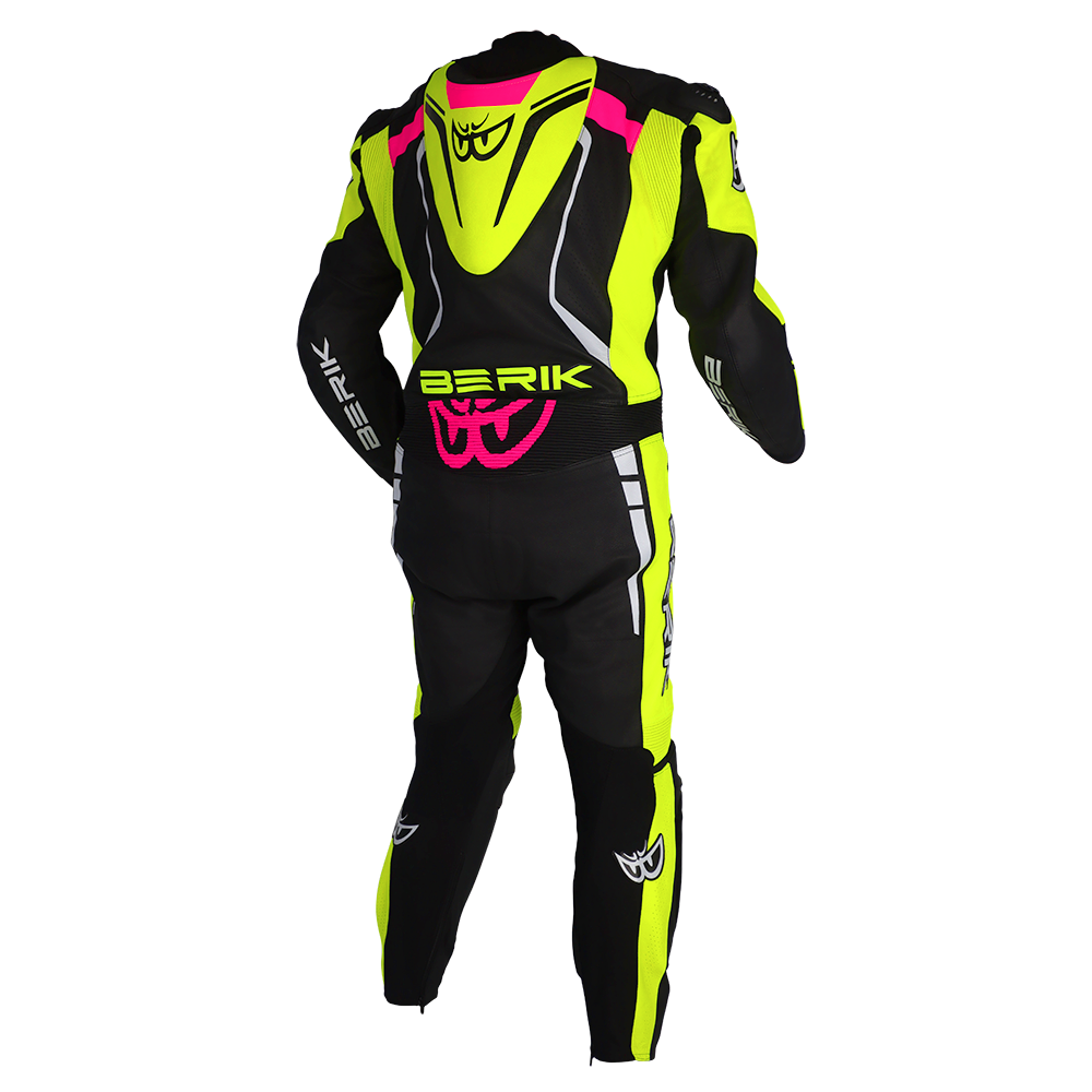 Berik - Sicily Black/Flo Yellow/Pink 1 Piece Leather Suit