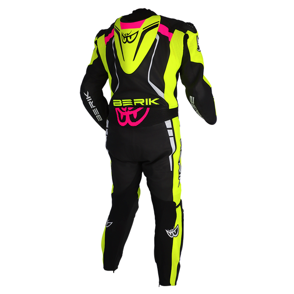 Berik - Sicily Black/Flo Yellow/Pink 1 Piece Leather Suit