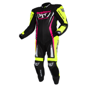Berik - Sicily Black/Flo Yellow/Pink 1 Piece Leather Suit