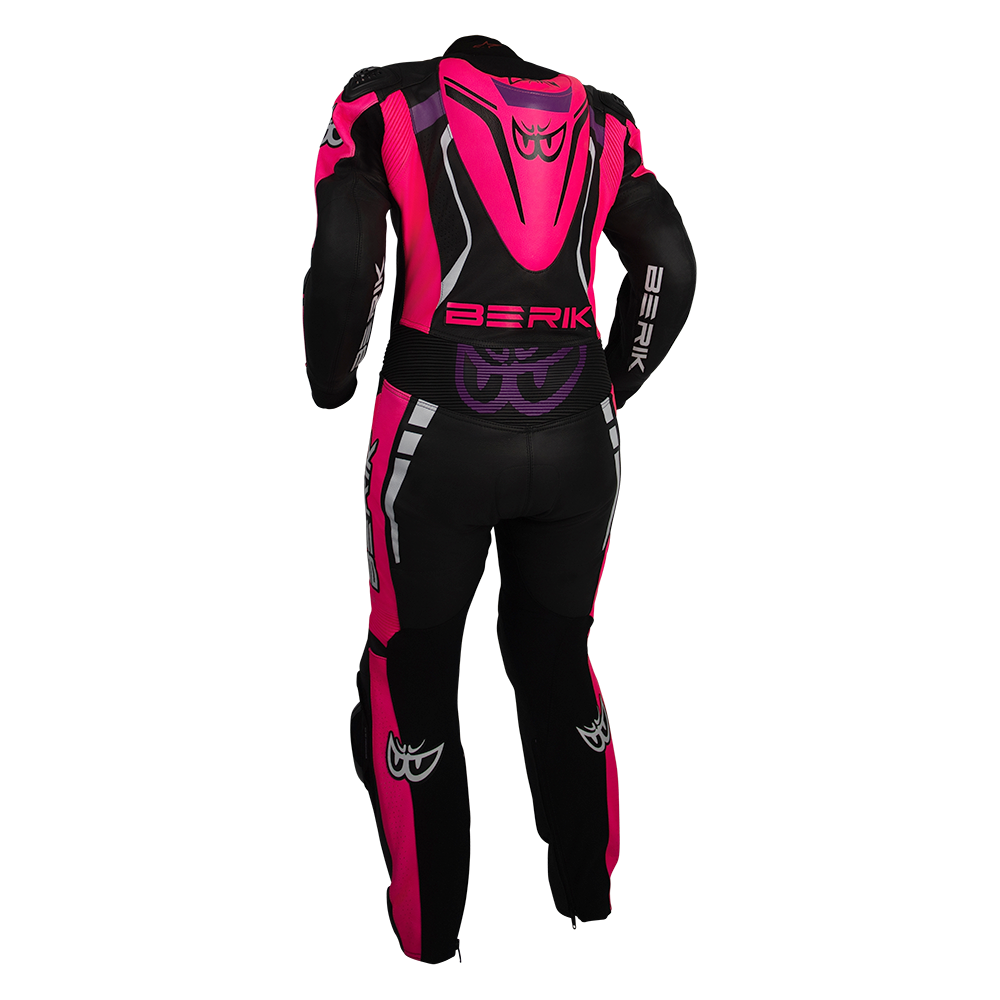 Berik - Ladies Sicily Black/Pink 1 Piece Leather Suit