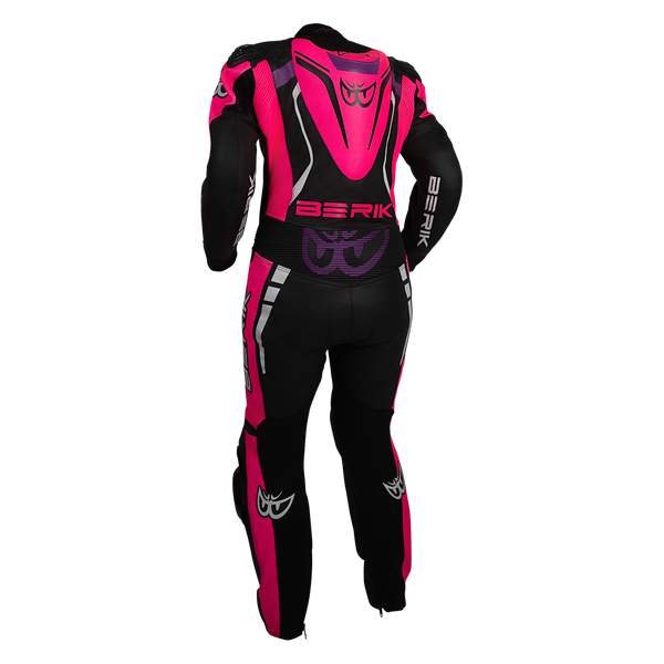 Berik - Ladies Sicily Black/Pink 1 Piece Leather Suit
