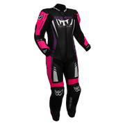 Berik - Ladies Sicily Black/Pink 1 Piece Leather Suit