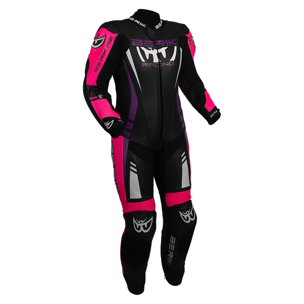 Berik - Ladies Sicily Black/Pink 1 Piece Leather Suit