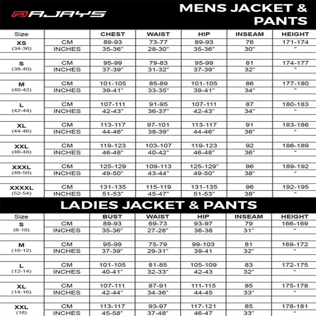 Rjays - Premium Safety Hi Viz Vest Size Guide