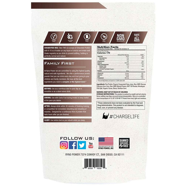 Ryno Power - Plant Based Protein Powder Chocolate Flavour - 454g