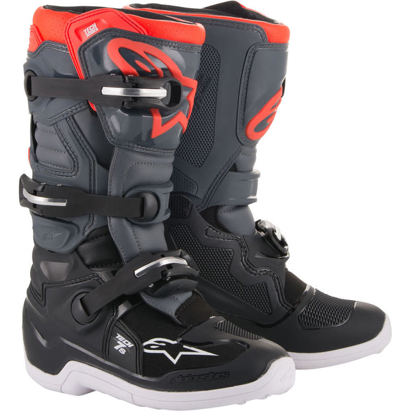 Alpinestars - Tech 7s Youth Black/Grey/Flo Red MX Boots