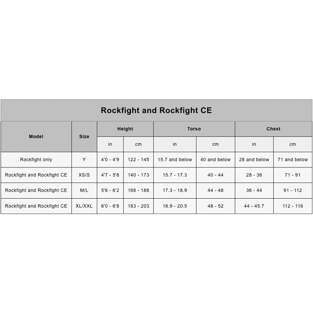 TLD - Rockfight CE Flex Red Chest Protector Size Guide