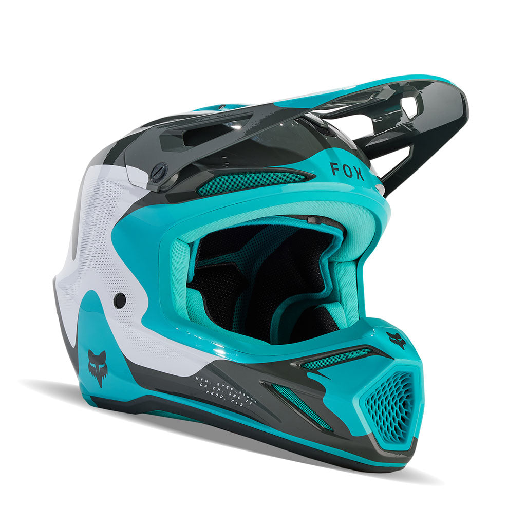 Fox - 2024 V3 Revise Grey/Teal Helmet