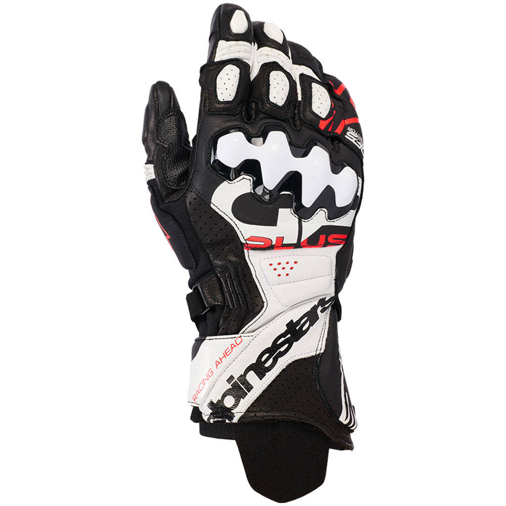 Gp Plus R 3 Fastner Alpinestars - GP Plus R V3 White/Black/Red Leather Gloves - AMA Warehouse