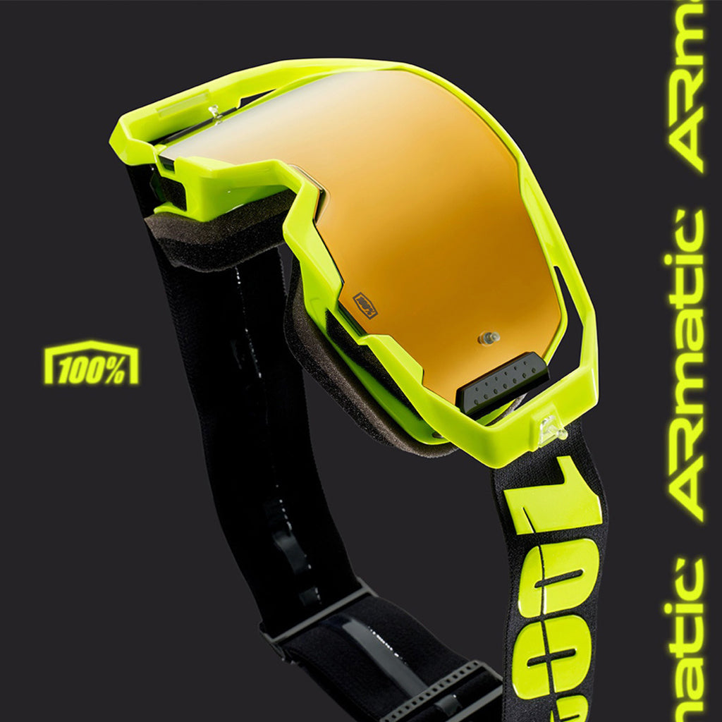 100% - Armatic Neon Yellow/Black Mirrored Lens Goggle