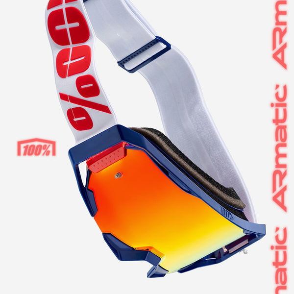 100% - Armatic Mach Z Navy/Red/White Mirrored Lens Goggle