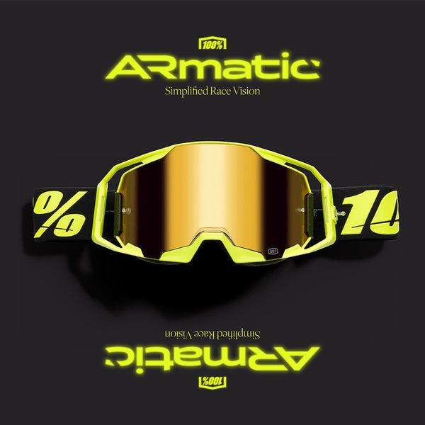 100% - Armatic Neon Yellow/Black Mirrored Lens Goggle