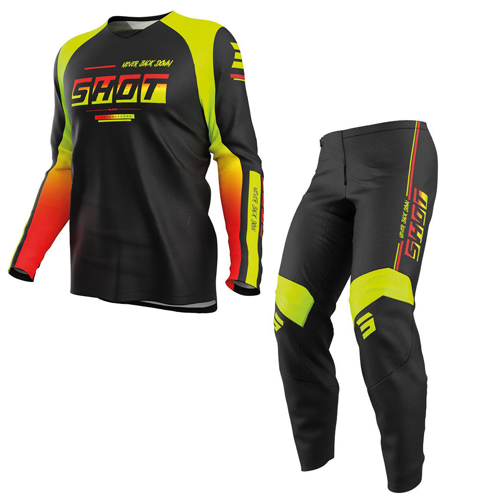 Shot - 2026 Kids Draw Block Neon Yellow MX Combo