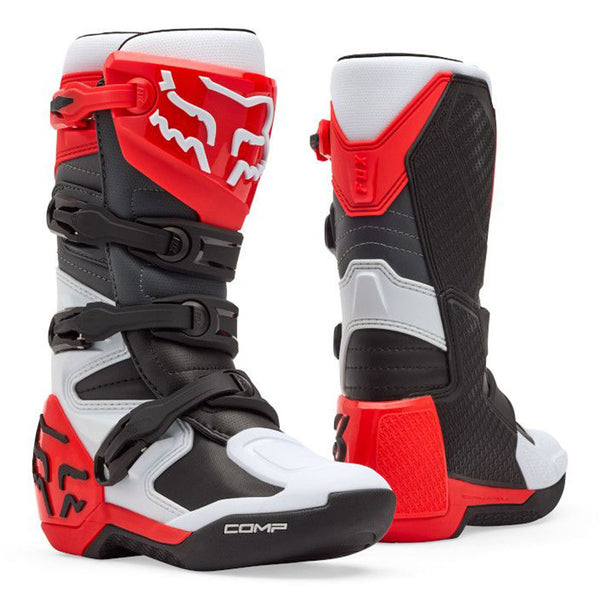 Fox - 2026 Youth Comp White/Flo Red Boots