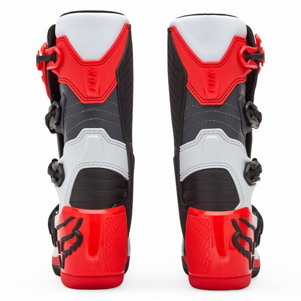 Fox - 2026 Youth Comp White/Flo Red Boots