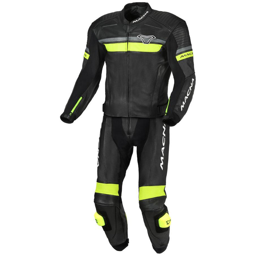 Macna - Diabro Black/Fluro 2 Piece Leather Suit