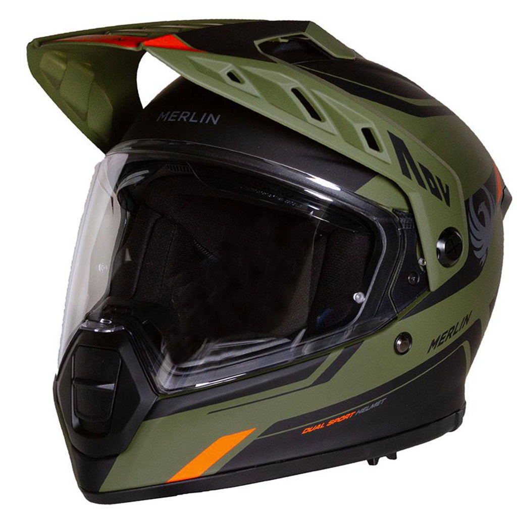 Merlin - Torres Block Matt Green Dual Sport Helmet