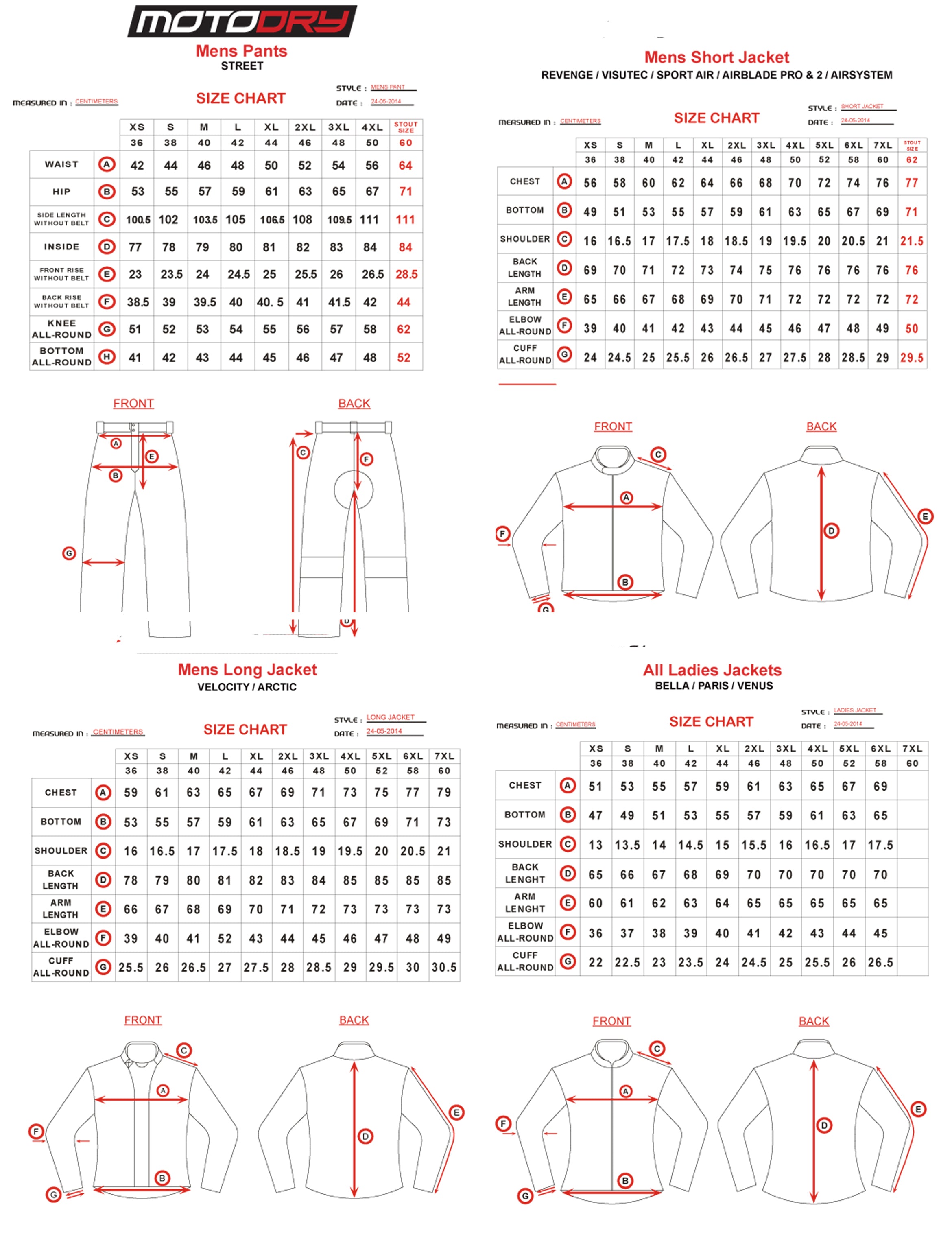 Moto Dry - Rallye Adventure Pants Size Guide