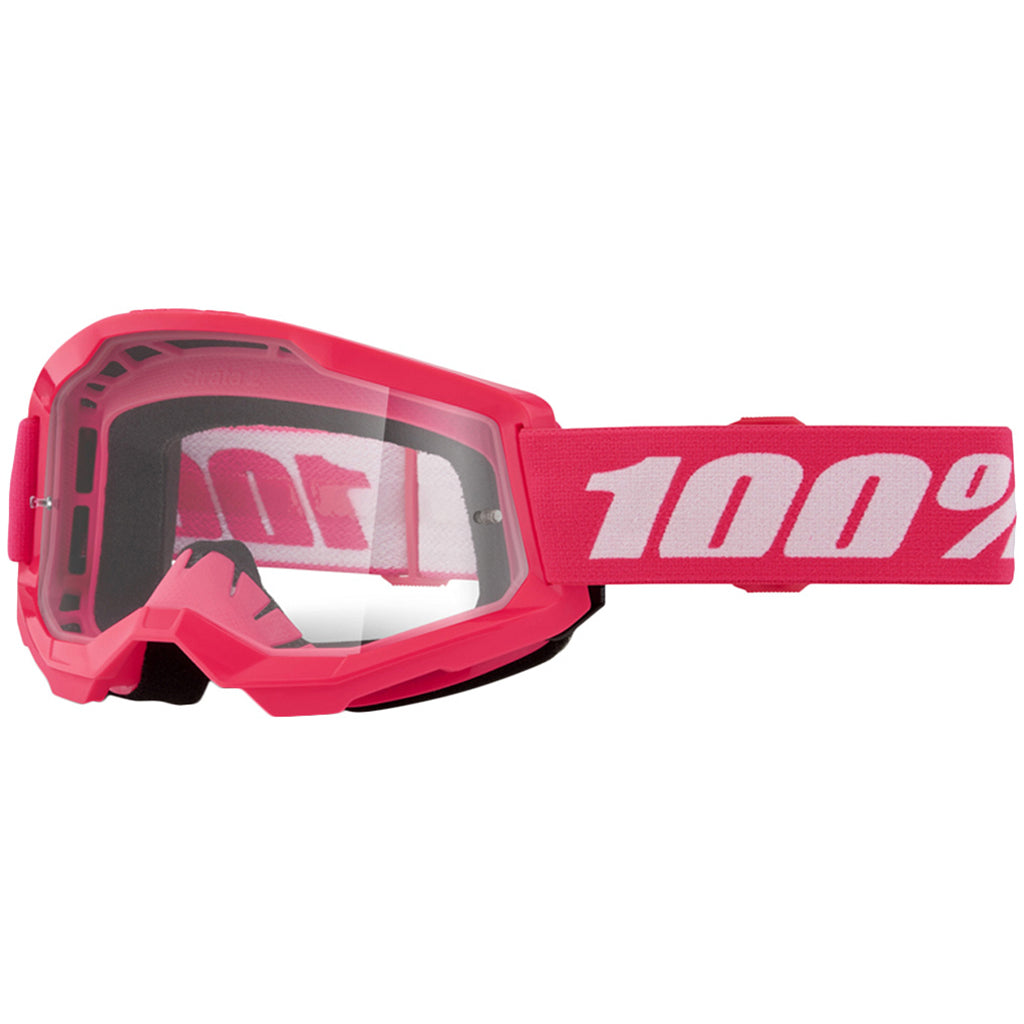 100% - Strata 2 Neon Pink Clear Lens Goggle